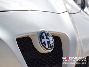 Alfa Romeo 4C Carbon Fiber Badge Cover Kit - Alfa Romeo Logo in White